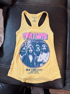 Pink Floyd Yellow Graphic Tank with Pink & Blue Logo